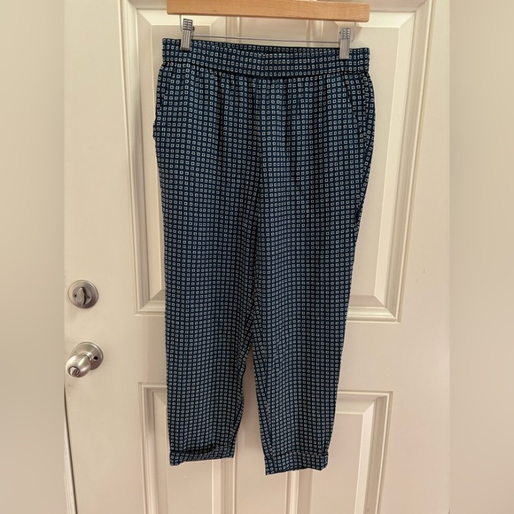 Madewell Navy Blue White Elastic Waist Dot Pattern Pants Size Small - Picture 1 of 7